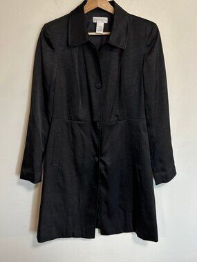 Vintage Worthington Black Overcoat Light Trench Style Sz 4 EUC Classic Chic